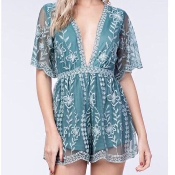 Wild Honey Pants - New With Tags Wild Honey Teal Romper